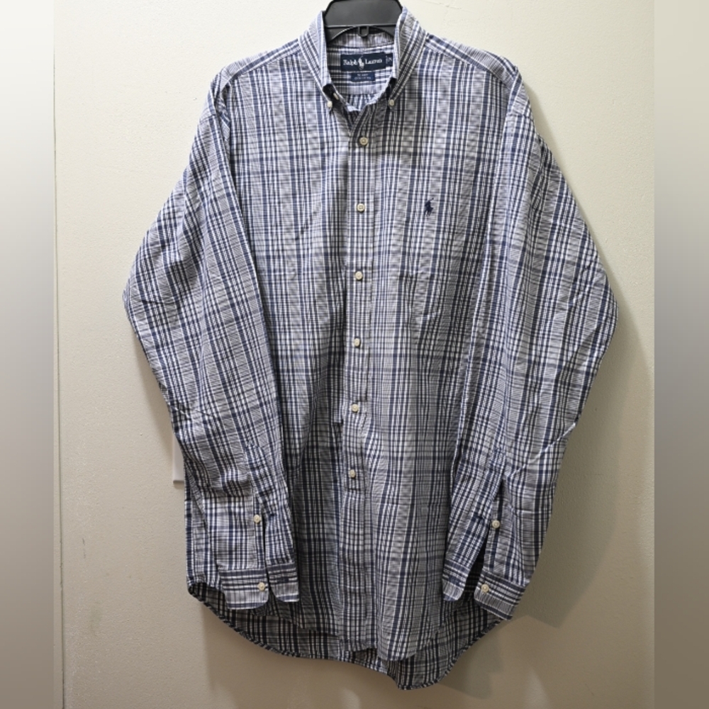 Polo Ralph Lauren Blaire Blue Plaid Cotton Poplin Button Down Shirt M Preppy